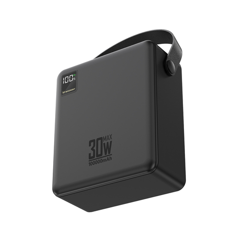 Powerbank Wozinsky W8-B 100000mAh 30W 2xUSB-A i 2xUSB-C z latarką - czarny