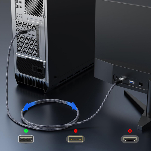 Kabel Wozinsky WPS-16AYL1S DisplayPort 2.1 80 Gb/s 16K@60Hz 8K@120Hz 4K@240Hz HDR HDCP DSC 1m - czarny