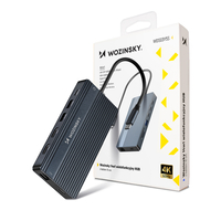 Hub USB-C 14 w 1 Wozinsky WDS03Y5S wielofunkcyjny, aluminiowy, do 3 monitorów, z kablem 15 cm  - szary