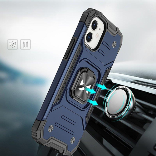 Wozinsky Ring Armor etui iPhone 14 pancerny pokrowiec uchwyt magnetyczny ring niebieskie