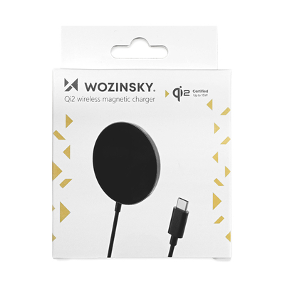 Ładowarka indukcyjna magnetyczna Wozinsky 15W bezprzewodowa Qi2  - czarna