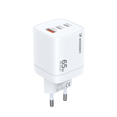 Ładowarka sieciowa GaN Wozinsky CGWCW 65W USB-A / 2 x USB-C - biała