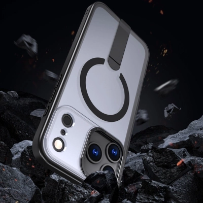 Etui Hybrid Armor X na Samsung Galaxy S25 FE z podstawką kompatybilne z MagSafe - czarne