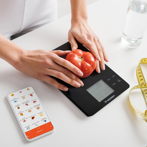 Waga kuchenna Wozinsky WIK-10 inteligentna z wyświetlaczem cyfrowym Bluetooth aplikacja - czarna
