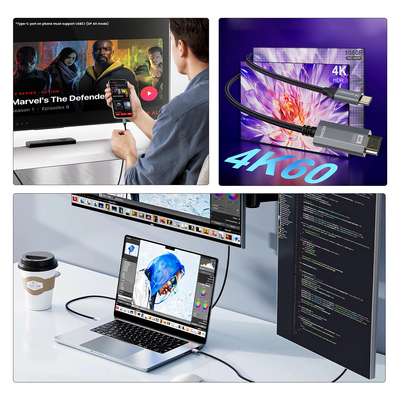 Kabel Wozinsky WCCH-01 USB-C - HDMI 4K 60Hz 1,8m - czarny