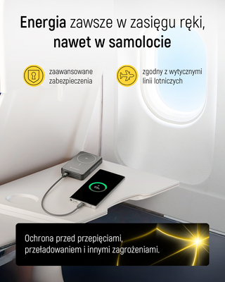 Powerbank Wozinsky WLWP-10KA0Y3S 22,5W PD Qi2 10000 mAh, z podstawką, 1x USB-A, 1x USB-C - czarny