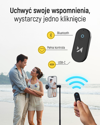 Premium selfie stick Wozinsky WRZP1 z automatycznie rozkładanymi nóżkami, funkcja statywu, 1,7m - czarny