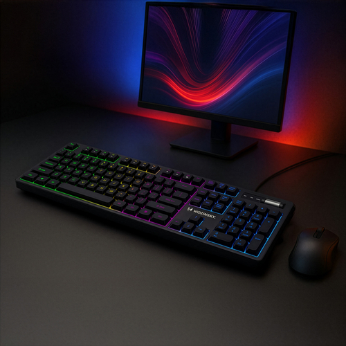 Klawiatura gamingowa RGB z pokrętłem Wozinsky WKG-200 USB - czarna