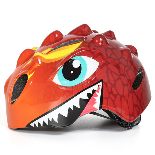 Kask rowerowy dziecięcy Wozinsky motyw smok lekki 50-54 cm - czerwony