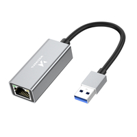 Adapter sieciowy Wozinsky WAU-45A Ethernet karta sieciowa LAN Gigabit RJ45 1000 Mb/s USB-A - szara