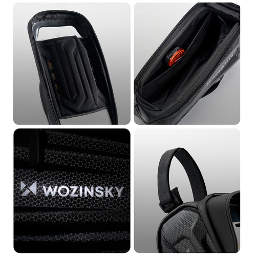 Sakwa rowerowa Wozinsky na ramę pancerna z kieszonką na telefon 1.7 l - czarna