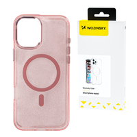 Etui Wozinsky Glitter Case z Mag Safe na Samsung Galaxy S25 Ultra - różowe z brokatem