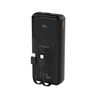 Powerbank Wozinsky 20000mAh 22,5W PD20W z wbudowanymi kablami Lightning i USB-C - czarny