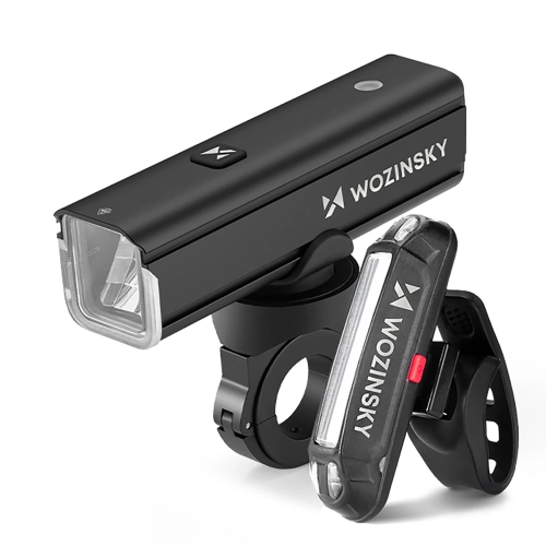 Zestaw lampek rowerowych Wozinsky WSBLB3 przednia (1000 lm) USB-C i tylna USB micro  - czarny