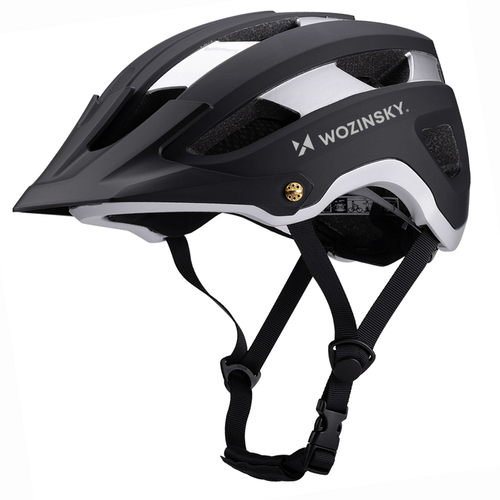 Kask rowerowy MTB Wozinsky z odpinanym daszkiem lekki 57-62 cm - czarno-srebrny