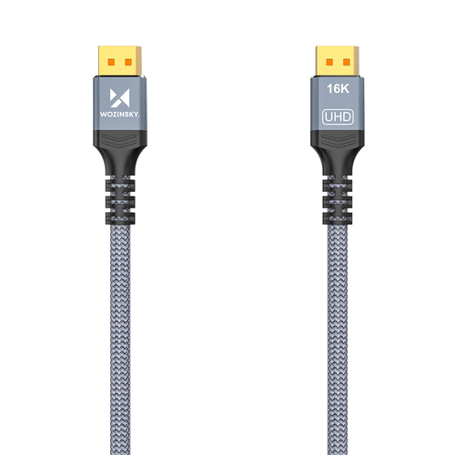 Kabel Wozinsky WPS-16AYL1S DisplayPort 2.1 80 Gb/s 16K@60Hz 8K@120Hz 4K@240Hz HDR HDCP DSC 1m - czarny