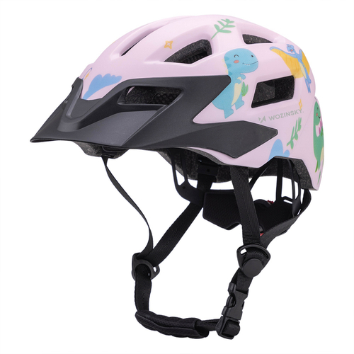 Kask rowerowy dziecięcy MTB Wozinsky z odpinanym daszkiem 52-56 cm - różowy