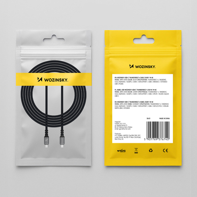 Kabel Wozinsky WPS-UY415S USB-C USB4 40Gb/s 240W 1,5m 4K - czarny