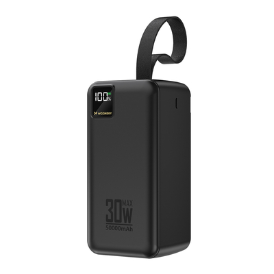Powerbank Wozinsky W8-B 50000mAh 30W 2xUSB-A i 2xUSB-C i USB micro z latarką - czarny