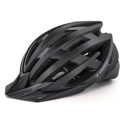 Kask rowerowy MTB Wozinsky z odpinanym daszkiem i tylną lampką USB 54-57 cm - czarny