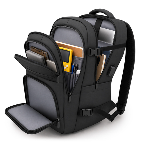 Plecak Wozinsky WPW-20L z kieszenią na laptopa do 15" podróżny 40x20x25 cm na bagaż podręczny - czarny
