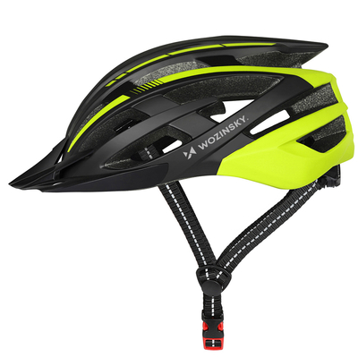 Kask rowerowy MTB Woinsky z odpinanym daszkiem i tylną lampką USB 54-57 cm - czarno-żółty