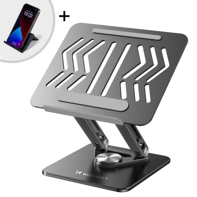 Podstawka pod laptopa, tablet Wozinsky WRS-CPY84SB 360 aluminiowa + Gratis! podstawka do smartfona - czarna