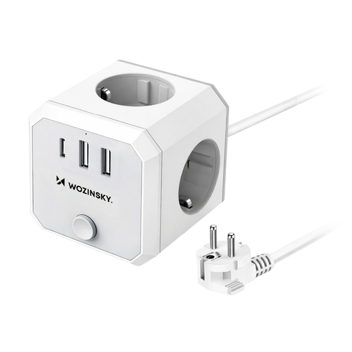 Kostka zasilająca Wozinsky WKZ-3B 4x AC 2x USB-A 1x USB-C 4000 W z przewodem 1.8 m - biała