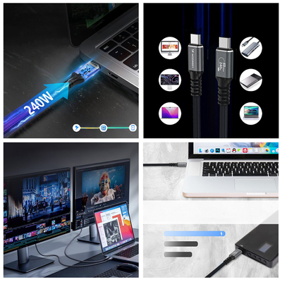 Kabel Wozinsky WPS-UY42S USB-C USB4 40Gb/s 240W 2m 4K - czarny