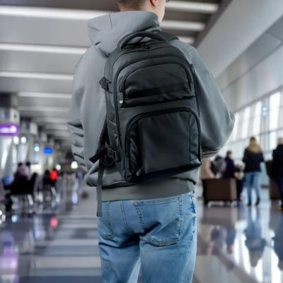 Plecak Wozinsky WPW-20L z kieszenią na laptopa do 15,6" podróżny 40x20x25 cm do luku bagażowego - czarny