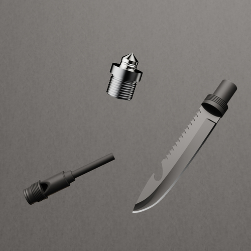 Saperka Wozinsky  WSS-211 survival bushcraft wielofunkcyjna nóż zbijak krzesiwo gwizdek harpun 21 w 1 - szara