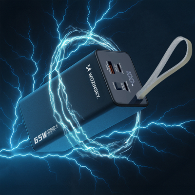 Powerbank Wozinsky K65+ 65W 30000mAh 2x USB-C, 1x USB-A 65W - szary