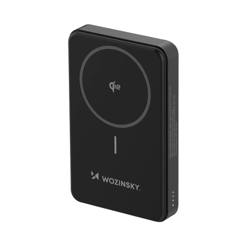 Powerbank Wozinsky WLWP-10KA0Y3S 22,5W PD Qi2 10000 mAh, z podstawką, 1x USB-A, 1x USB-C - czarny