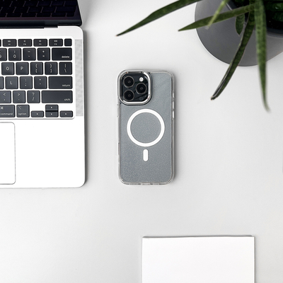 Etui Wozinsky Glitter Case z Mag Safe na Samsung Galaxy S24 FE - przezroczyste z brokatem