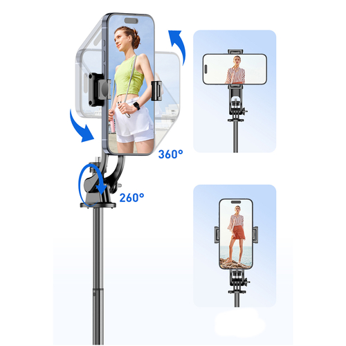 Wozinsky Selfie stick WC1Y2S teleskopowy tripod 1.3m ze stopu aluminium z uchwytem na telefon - czarny