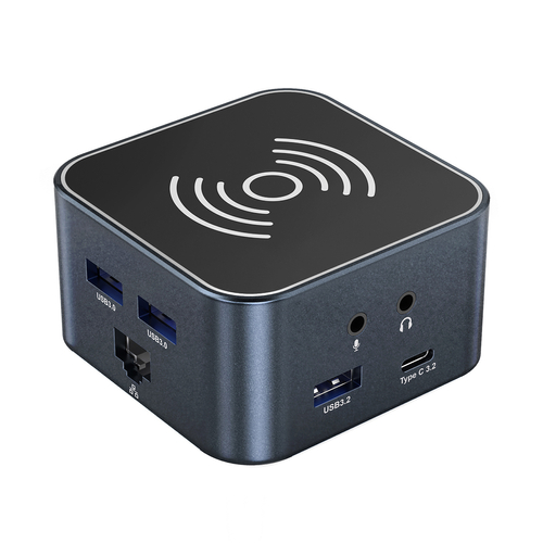 Hub USB-C 12 w 1 Wozinsky WHBC09Y8S wielofunkcyjny,z funkcją ładowania bezprzewodowego, aluminiowy, z kablem 15 cm - szary