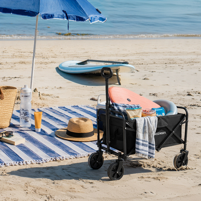 Zestaw Wózek Wozinsky WZP-80 plażowy, turystyczny, ogrodowy, wytrzymały, do 80 kg + siatka do wózków transportowych 