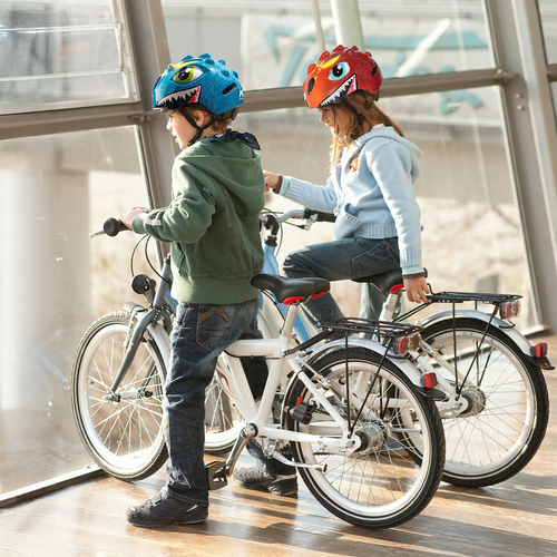 Kask rowerowy dziecięcy Wozinsky motyw smok lekki 50-54 cm - czerwony