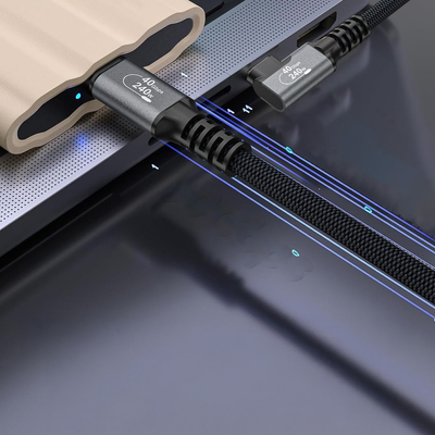 Kabel kątowy Wozinsky WPS3-UY41S USB-C Thunderbolt 4 240W 1m 4K - czarny