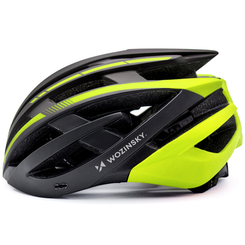 Kask rowerowy MTB Wozinsky z odpinanym daszkiem i tylną lampką USB 54-57 cm - czarno-żółty