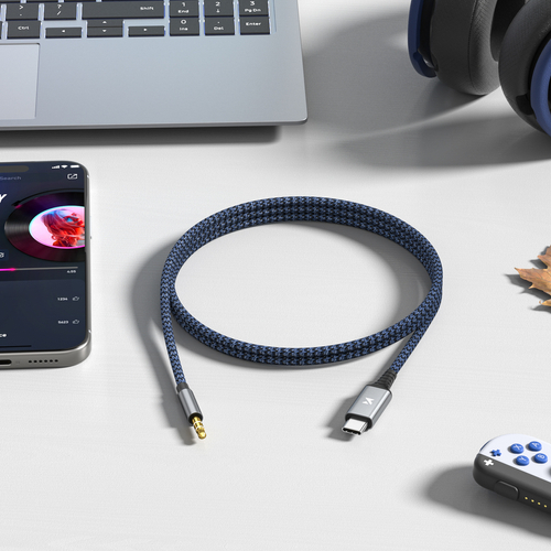Kabel Wozinsky WAK-CJ USB-C do mini jack 3.5 mm adapter DAC 1 m - szary