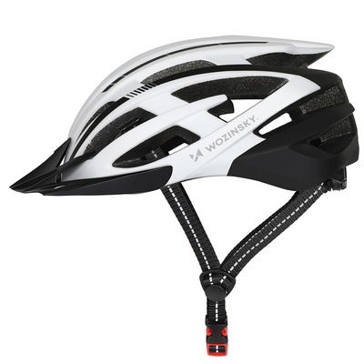 Kask rowerowy MTB Wozinsky z odpinanym daszkiem i tylną lampką USB 57-62 cm - czarno-biały