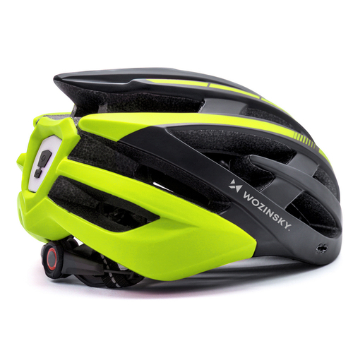 Kask rowerowy MTB Wozinsky z odpinanym daszkiem i tylną lampką USB 57-62 cm - czarno-żółty