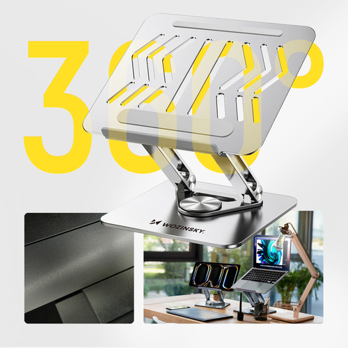 Podstawka pod laptopa, tablet Wozinsky WRS-CPY84SS aluminiowa + Gratis! podstawka do smartfona - srebrna