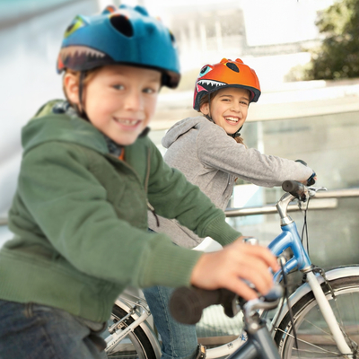 Kask rowerowy dziecięcy Wozinsky motyw smok lekki 50-54 cm - czerwony