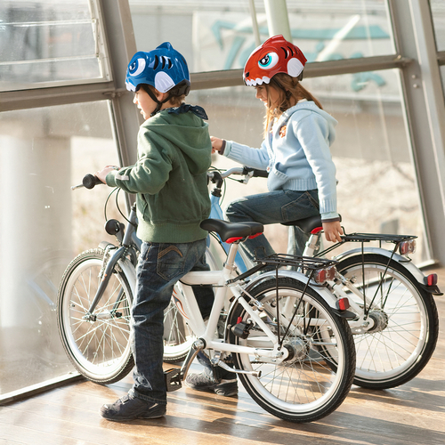 Kask rowerowy dziecięcy Wozinsky motyw dinozaur 52-56 cm - czerwony