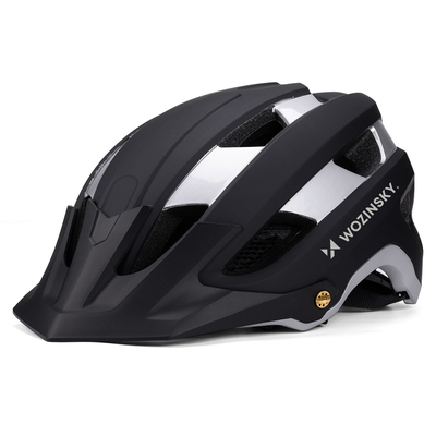 Kask rowerowy MTB Wozinsky z odpinanym daszkiem lekki 57-62 cm - czarno-srebrny