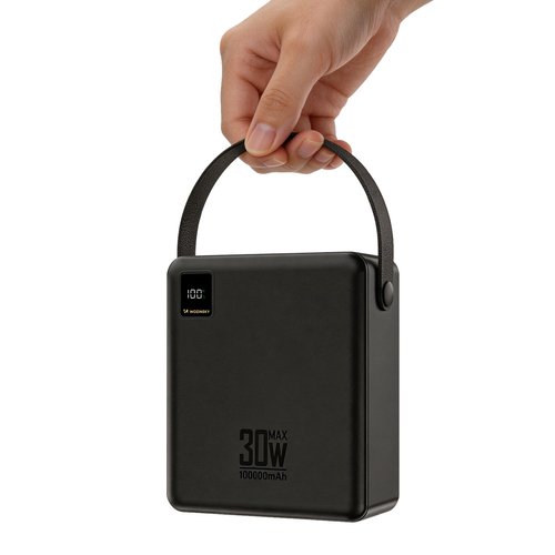 Powerbank Wozinsky W8-B 100000mAh 30W 2xUSB-A i 2xUSB-C z latarką - czarny