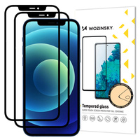 Wozinsky zestaw 2x super wytrzymałe szkło hartowane Full Glue na cały ekran z ramką Case Friendly iPhone 12 Pro / iPhone 12 czarny