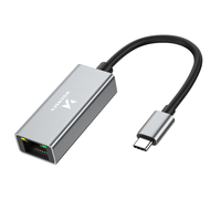 Adapter sieciowy Wozinsky WAU-45C Ethernet karta sieciowa LAN Gigabit RJ45 1000 Mb/s USB-C - szara